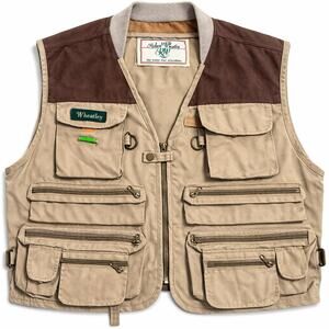 VTG Richard Wheatley 2XL Fly Fishing Tackle Vest Tan Multi Pocket Utility Angler